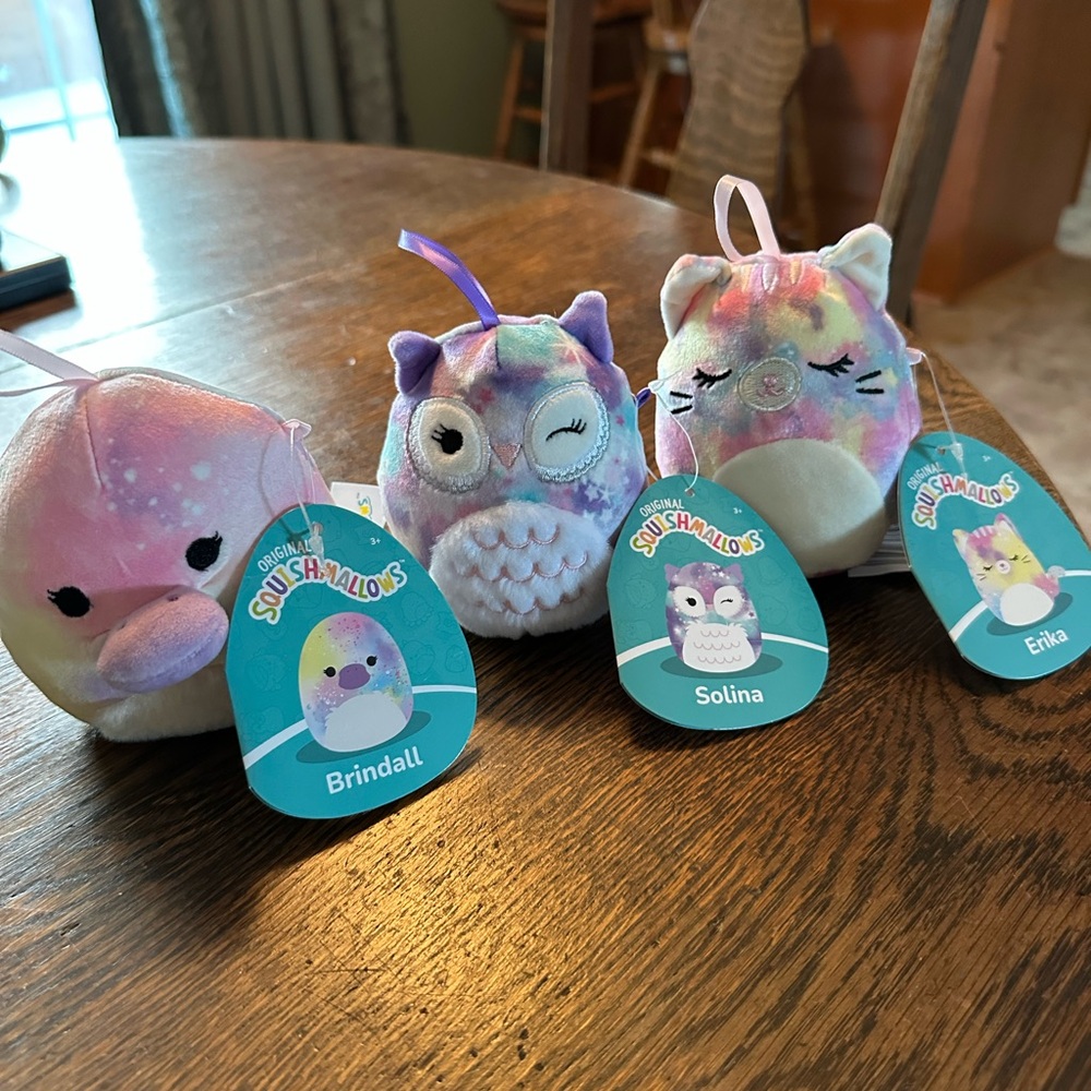 Squishmallows Pet Plush  4” Set of 3 Multicolor